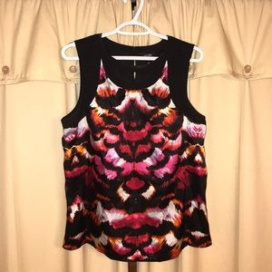 Nicole Miller multicolor high split neck tank top